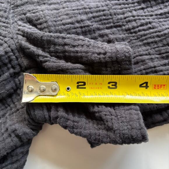 Beach Lunch Lounge Sz L Black Cotton Gauze Romper Drawstring Buttons Pockets - Picture 11 of 13